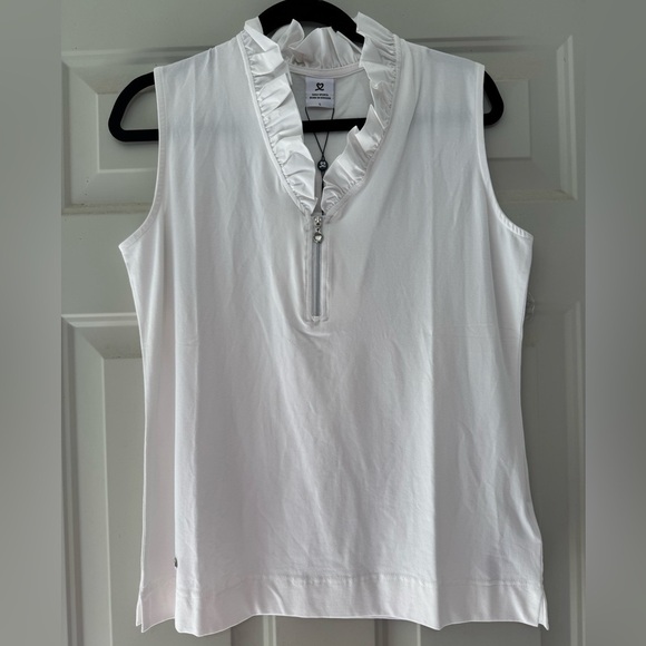 Daily Sports Patrice Sleeveless Polo Shirt- White Size Large - Picture 2 of 5
